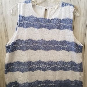 Sophie Rue Striped Sleeveless Lace Blouse